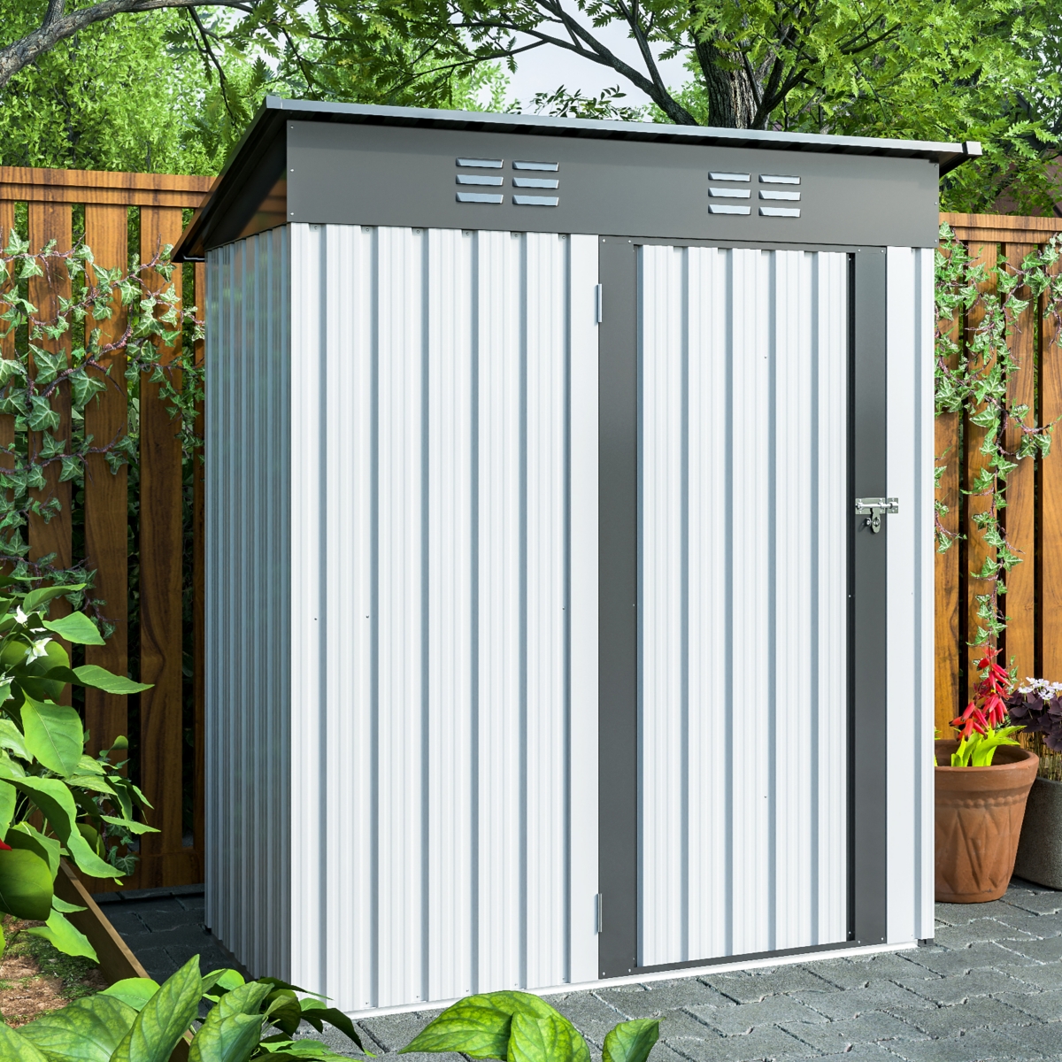 Streamdale Furniture 5x3 Ft Metal Outdoor Storage Shed with Lockable Doors