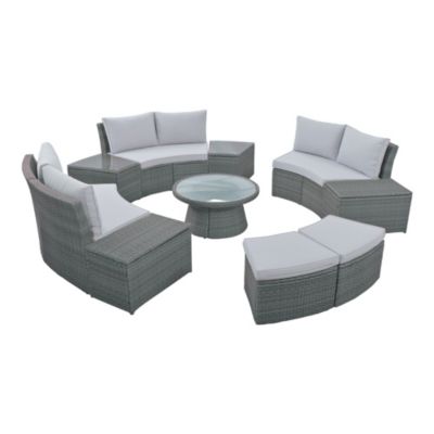 Streamdale Half-Moon Rattan Patio Sofa Set