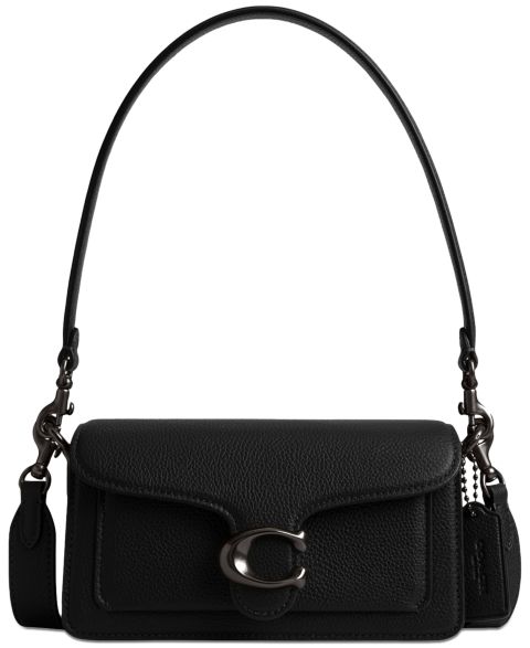 Женская сумка COACH Tabby Small Polished Pebble Leather Shoulder 20, цвет: Оловянный / Чёрный