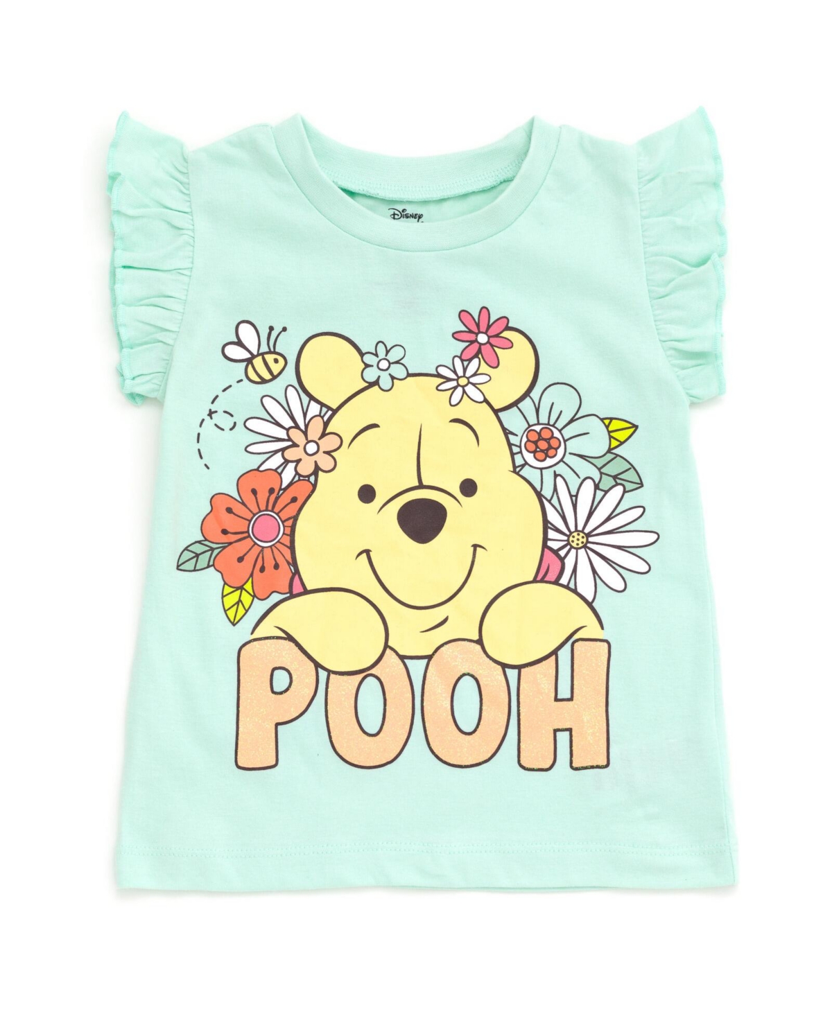 Disney Toddler Girls Floral T-Shirt and Chambray Shorts Outfit Set to (12 Months - 14-16) - blue