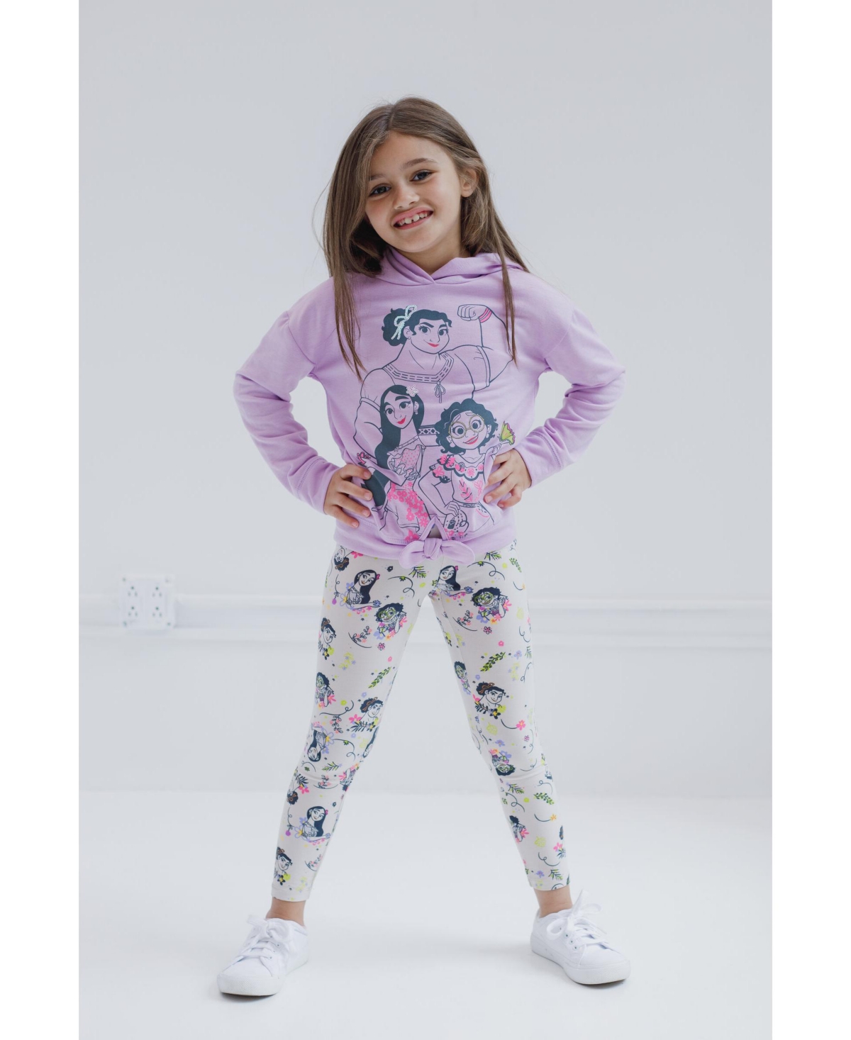 Disney Girls Encanto Isabela Luisa Mirabel Sequin Pullover Fleece Hoodie and Leggings Outfit Set to