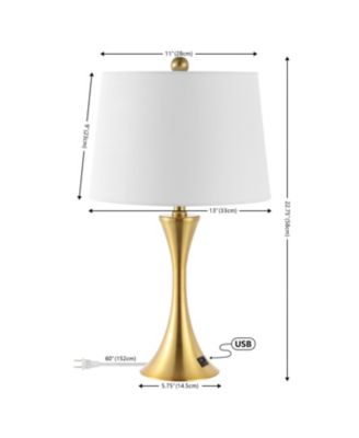Bennett 22.75" Modern Glam Iron Hourglass LED Table Lamp with USB Charging Port, Nickel (Set of 2)