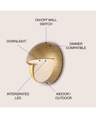 Orbe 6.25" Outdoor Metal/Glass Integrated LED Wall Sconce, Antique Gold