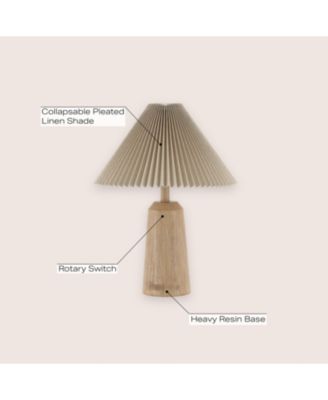 Arvid 20.5" Rustic Scandinavian Resin/Iron Lighthouse LED Table Lamp with Pleated Shade, Beige Wood Finish