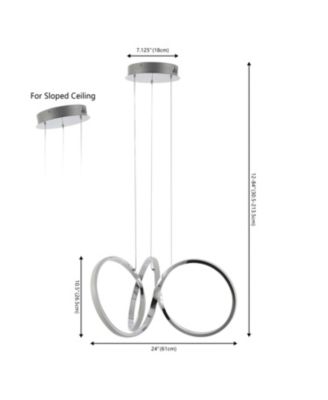 Helix 24" 1-Light Contemporary Minimalist Aluminum Ribbon Integrated LED Pendant, Chrome/Silver