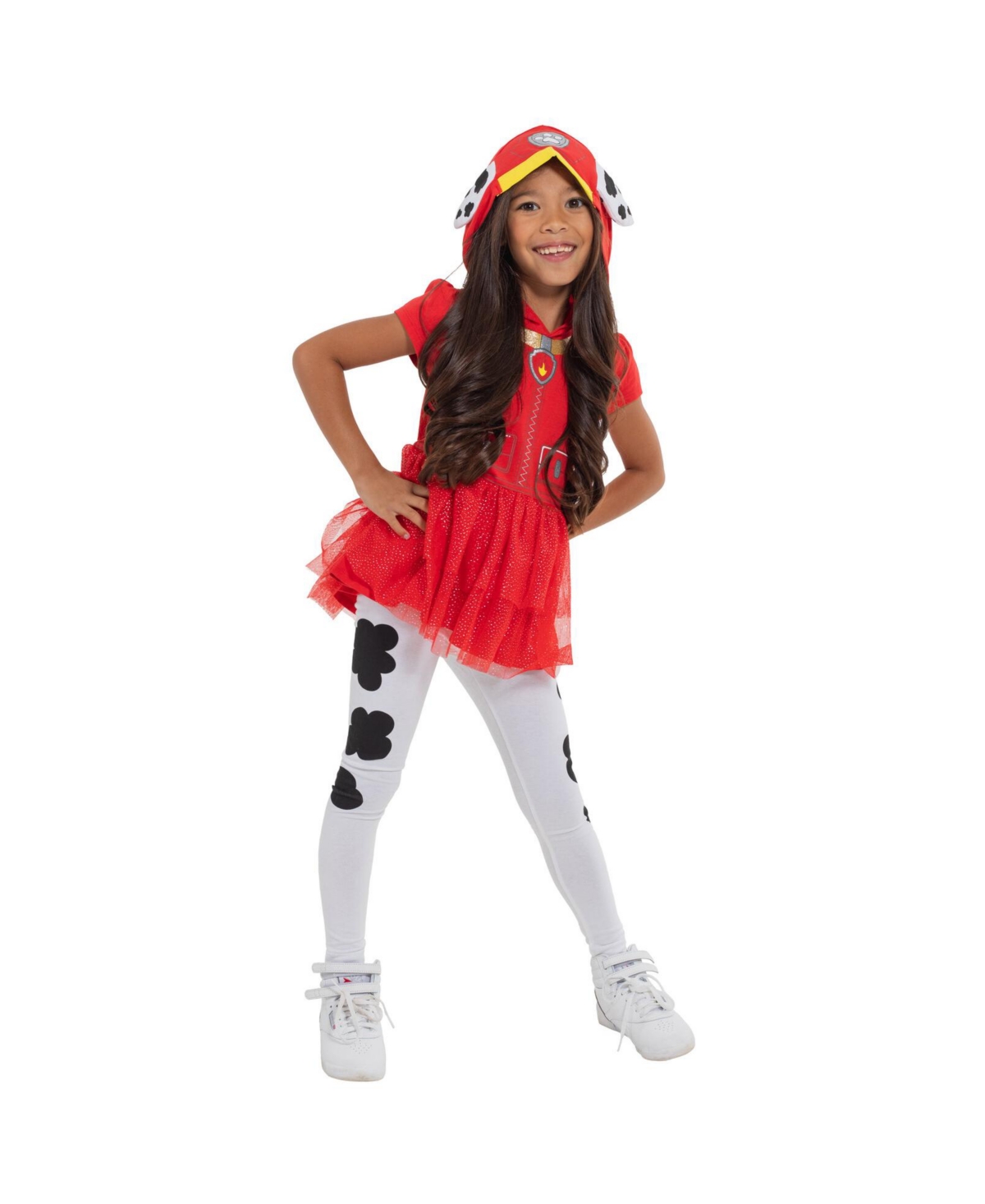 Paw Patrol Girls Hooded Cosplay T-Shirt Dress and Leggings Outfit Set to (2T - 7-8) -/ white