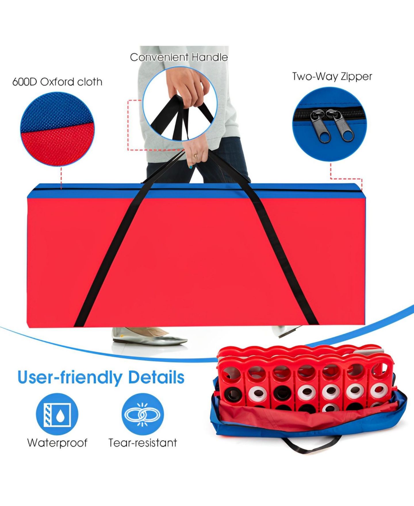 Детские игрушки SKONYON Giant 4 in A Row Storage Carrying Bag for Jumbo 4-to-Score Game Set Only Bag — фото 4