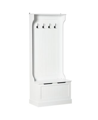 Hall Tree with Coat Rack, Storage and Sitting Bench,