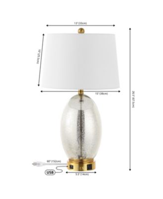 Reese 26.5" 1-Outlet Contemporary Style Iron/Glass LED Table Lamp with USB Charging Port, Silver/Brass Gold