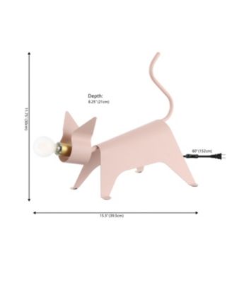 Penelope 11.75" Modern Industrial Iron Feline LED Kids' Lamp, Pink