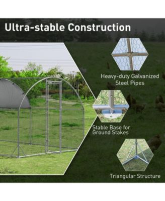 6.2 Feet/12.5 Feet/19 Feet Large Metal Coop Outdoor Galvanized Dome Cage with Cover