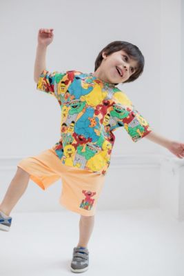 Oscar the Grouch Elmo Bert and Ernie Graphic T-Shirt and Shorts Outfit Set Infant to Little Kid