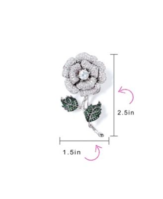 Elegant Dress Accessories Large Colorful Floral Bouquet Flower Roses Pave CZ Accent Flower Brooch Lapel Pin Brass