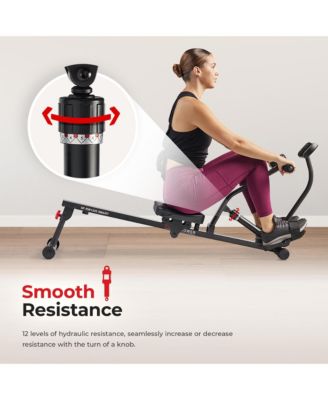 Smart Compact Hydraulic Rower &with 12 Levels Resistance and Free SunnyFit  App Via Bluetooth