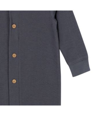 Baby Boys Hooded Romper, Charcoal