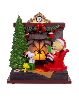 Peanuts Battery-Operated Musical Fireplace Table Piece, 6 Inches
