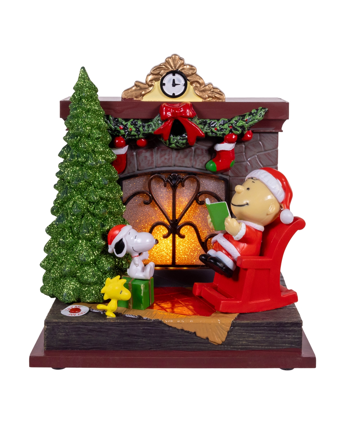 Kurt Adler Peanuts Battery-operated Musical Fireplace Table Piece, 6 Inches In Multicolored