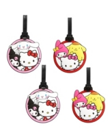 Hello Kitty Sanrio Luggage Tag and Friends Pvc Travel Tags Gifts - Set of 4 - Pink, white, yellow