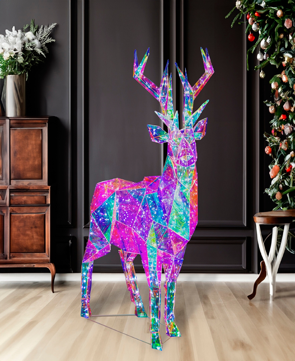 Kurt Adler Multifunction Holographic Reindeer, 35.4 Inches