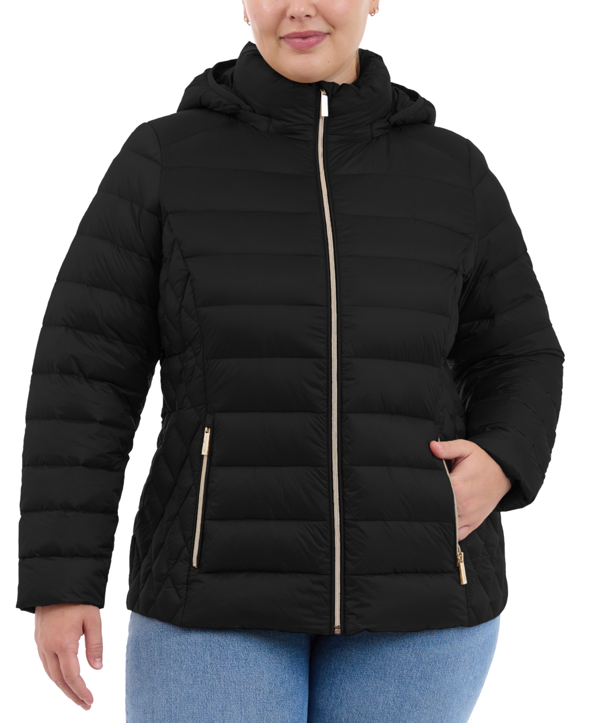 Michael Michael Kors Plus Size Hooded Packable Down Puffer Coat, Created for Macy's