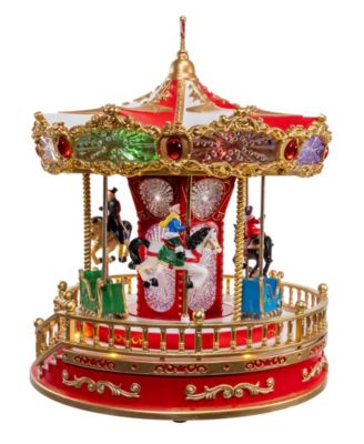 11.1-Inch Battery Operated LED Lighted Musical Santa Carousel with Motion Table Piece