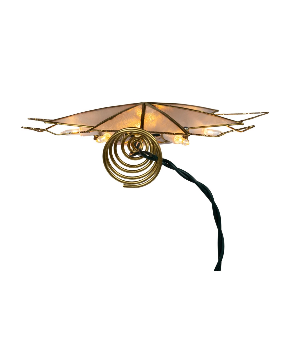 Kurt Adler 9.45-Inch Ul 10-Light 7-PointGlittered Capiz Star Tree Topper - Gold