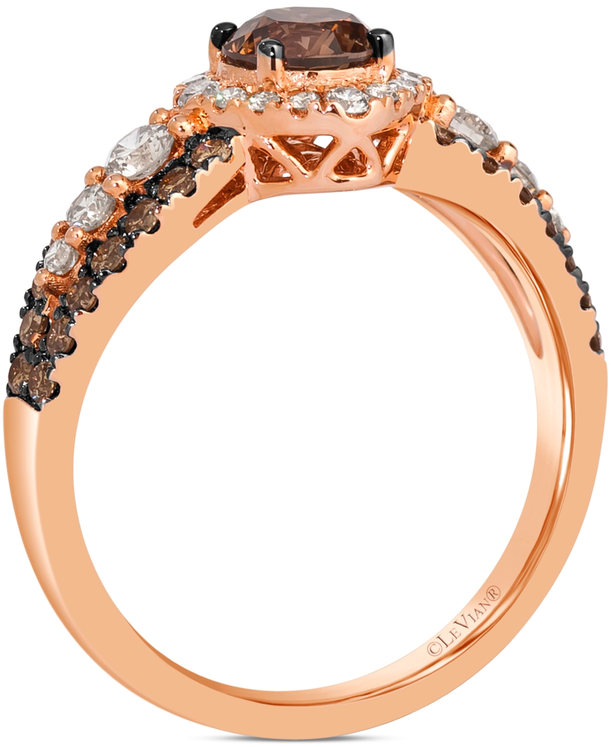 Le Vian Chocolate Diamond & Nude Diamond (1-1/2 Ct. T.w.) Halo Ring In 14k Rose Gold In Rose Gold