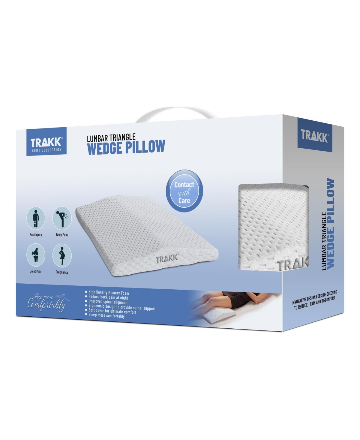 Trakk Lumbar Triangle Wedge Pillow - Back & Joint Pain Relief. It provides ideal spinal alignment