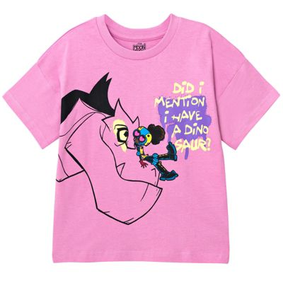 Girls Moon Devil Dinosaur Oversized Drop Shoulder T-Shirt and Shorts Outfit Set