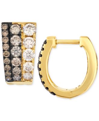 Chocolate Ombr&eacute; Diamond Small Huggie Hoop Earrings (2 ct. t.w.) in 14k Gold