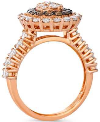 Chocolate Diamond & Nude Diamond Halo Cluster Ring (2 ct. t.w.) in 14k Rose Gold