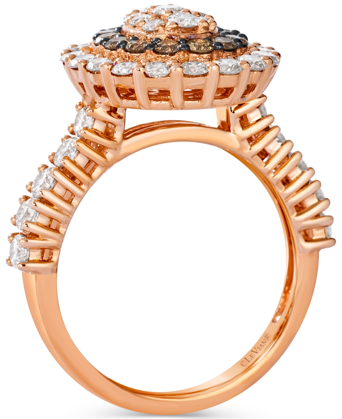 Le Vian Chocolate Diamond & Nude Diamond Halo Cluster Ring (2 Ct. T.w.) In 14k Rose Gold In Rose Gold