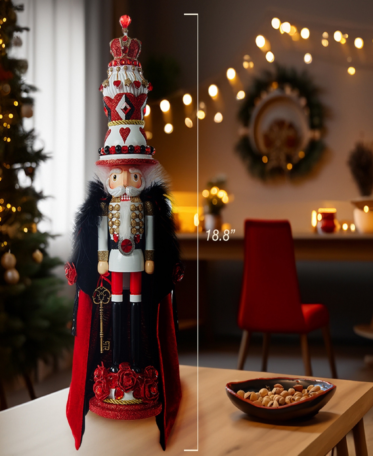 Kurt Adler 18.8-inch Hollywood King Of Hearts With Cape Nutcracker In Multicolored