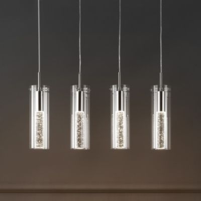 Mium 29.5" 4-Light Modern Style Iron/Crystal/Glass Integrated LED Linear Pendant, Chrome
