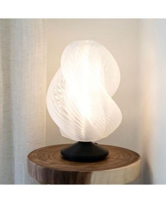 Gema 13.5" Mid-Century Coastal Plant-Based PLA 3D Printed Dimmable LED Table Lamp, Dark Smoke/Black