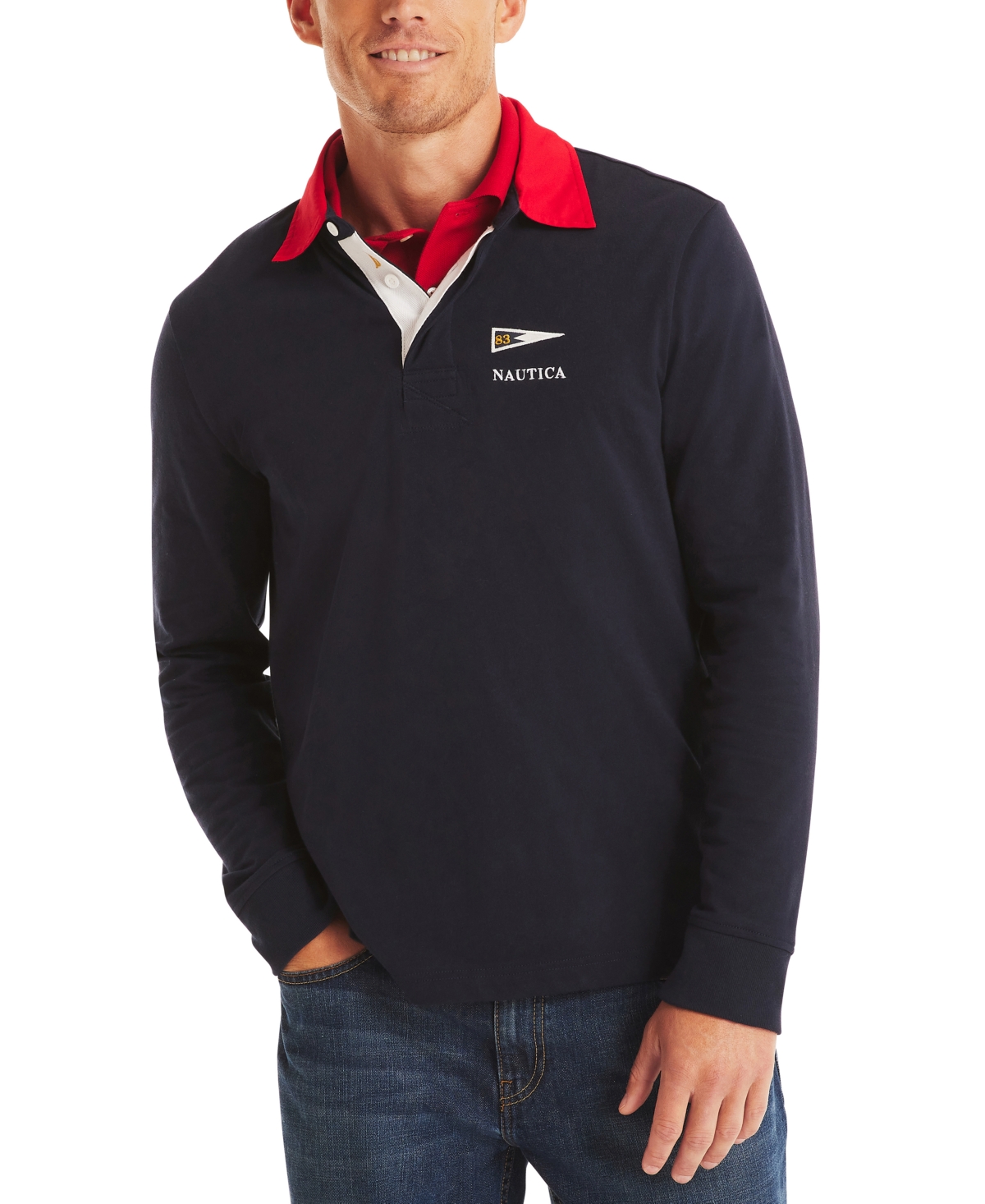 NAUTICA MEN'S CLASSIC-FIT RUGBY LONG-SLEEVE POLO SHIRT 