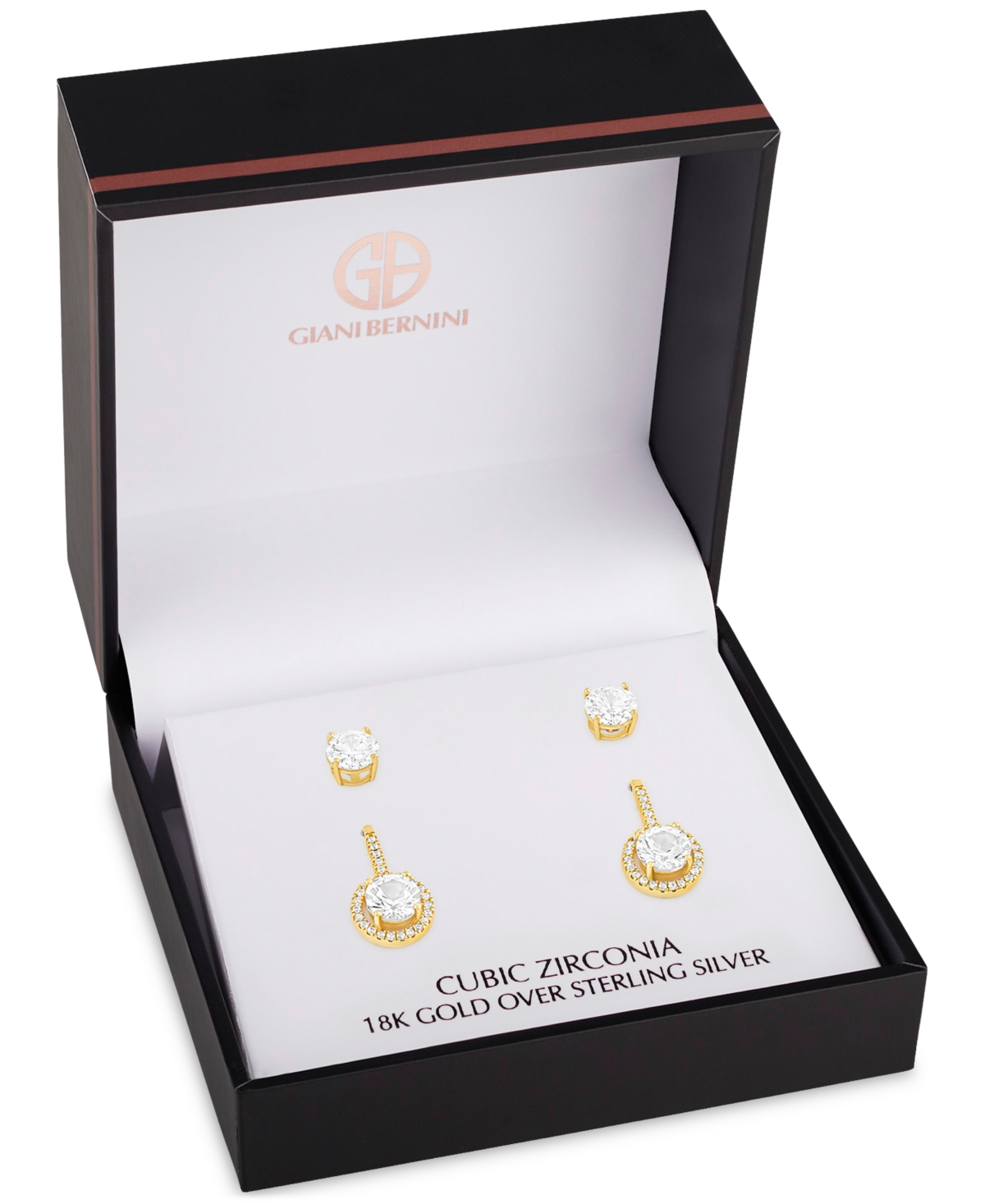 Giani Bernini 2-Pc. Set Cubic Zirconia Halo Drop & Solitaire Stud Earrings, Created for Macy's