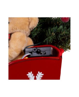 24-Inch Battery Operated Musical LED Santa in Metal Sleigh Table Piece