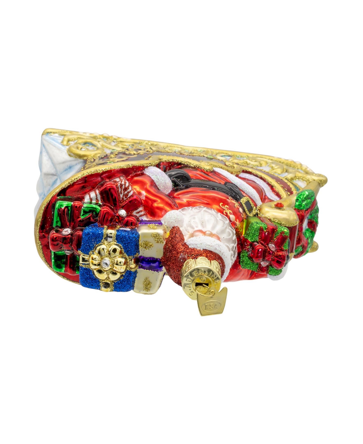 Kurt Adler 6.25-inch Bellissimo Glass Santa In Sleigh Ornament In Red