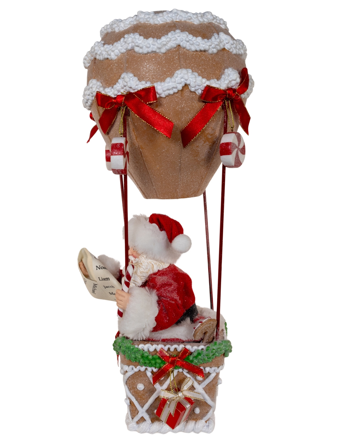 Kurt Adler 12-inch Fabriche Hot Air Balloon Santa In Brown