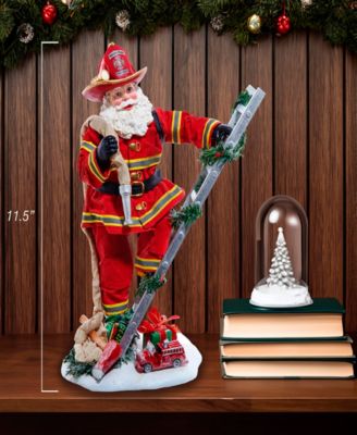 11.5-Inch Fabrich&eacute; Fireman Santa On Ladder