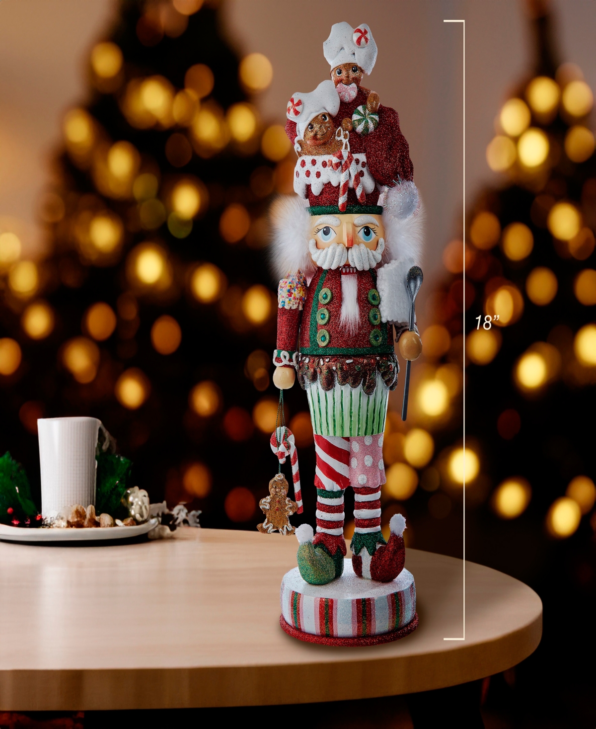 Kurt Adler 18-inch Hollywood Gingerbread Soldier With Cupcake Body Nutcracker In Multicolored