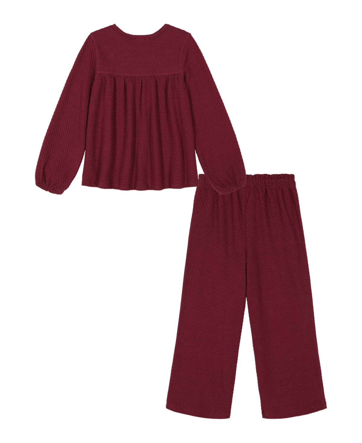 Tommy Hilfiger Toddler and Little Girls Waffle-Knit Peasant Top Wide Leg Pants Set