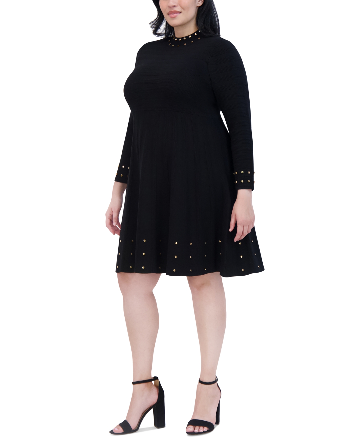 Vince Camuto Plus Size Studded Mock-Neck Dress