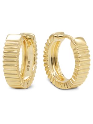 Ribbed Hoop Earrings in 14K Gold