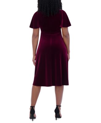Jessica Howard Petite Velvet Faux-Wrap Midi Dress - Macy's