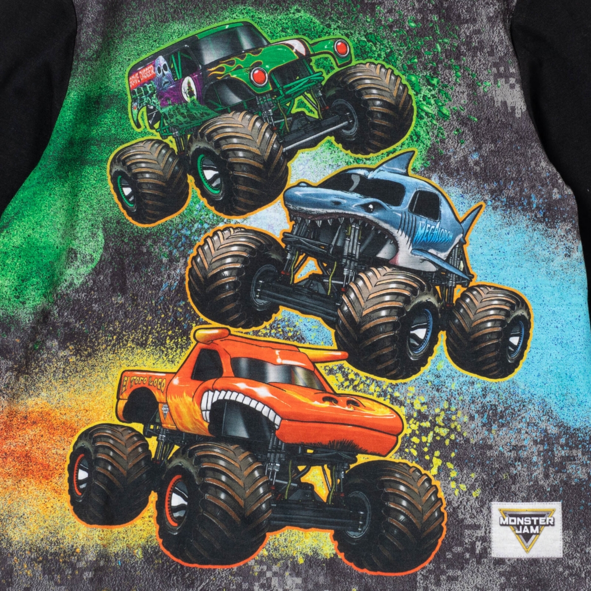 Monster Jam Boys Pullover Pajama Shirt and Pants Sleep Set to Grave Digger El Toro Loco Megalodon