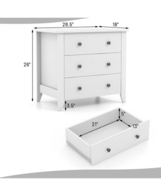3 Drawer Dresser Chest of Drawers Bedside Table For Bedroom