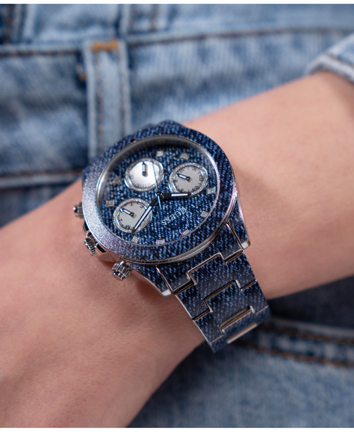 Guess Women's Multi-function Blue Steel Watch 38mm In Blue