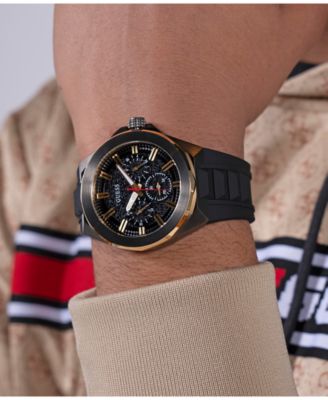 Men's Multi-Function Black Silicone Watch 46mm